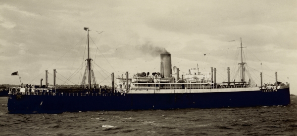 Sepia picture of an old cargo ship 