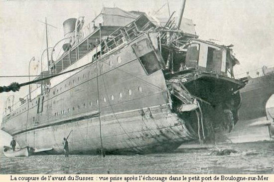 Passenger steamer Sussex - Ships hit by U-boats - German 